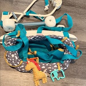 Infantino Teal and Gray Cloud Activity Jumper Seat with Toys